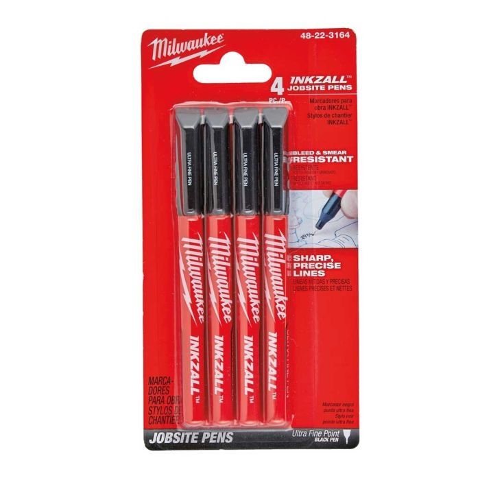 Набор маркеров Milwaukee Fine Tip INKZALL черный, 4шт (48223164) изображение 3
