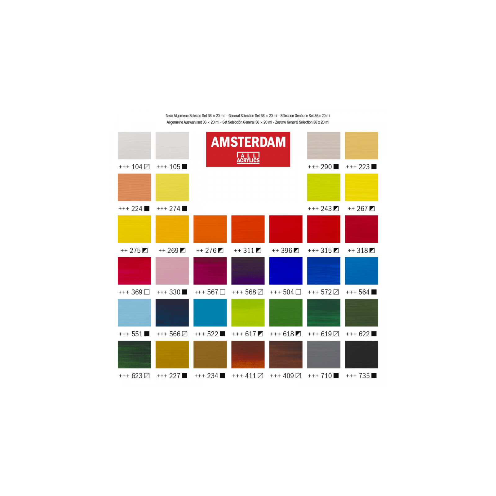 Акриловые краски Royal Talens Amsterdam General Selection 36 цветов по 20 мл (8712079456825) изображение 5