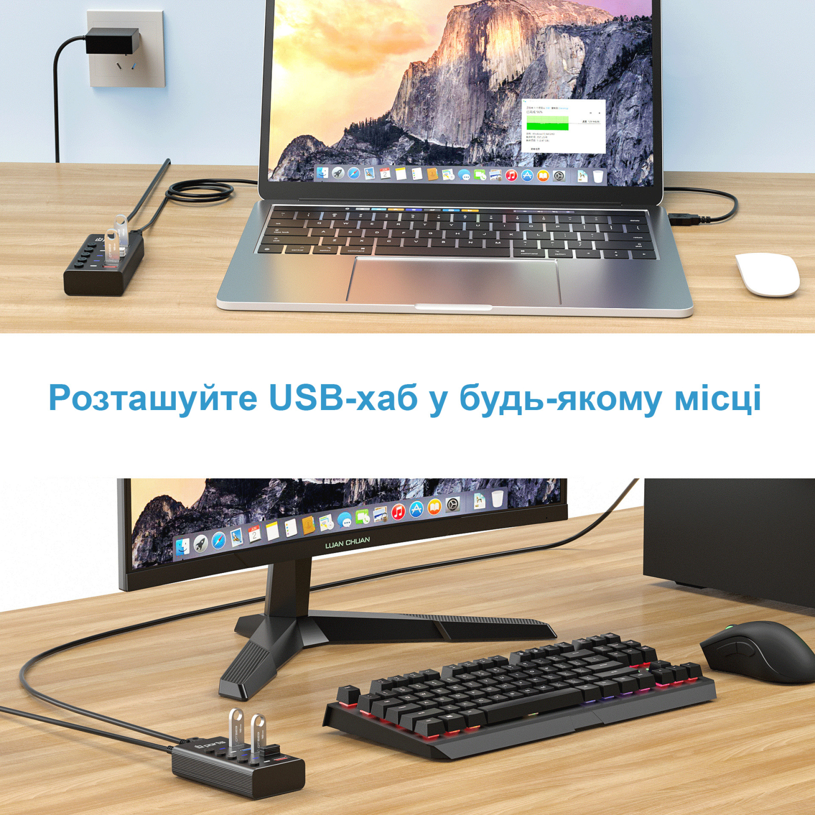 Концентратор Dynamode 5 ports USB3.0 to 4*USB3.0+2.4А Power Adapter 2.5A/12V (DM-UH-P405-G) зображення 8