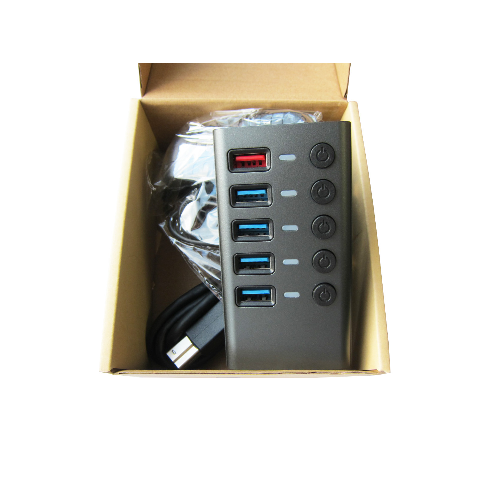 Концентратор Dynamode 5 ports USB3.0 to 4*USB3.0+2.4А Power Adapter 2.5A/12V (DM-UH-P405-G) изображение 9