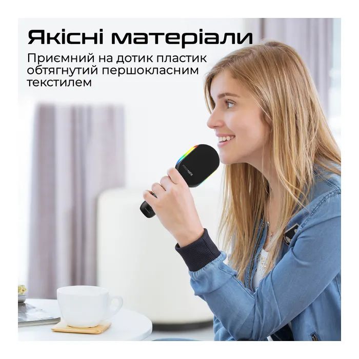 Мікрофон Promate VocalMic Bluetooth 2 x AUX LED Black (vocalmic.black) зображення 10