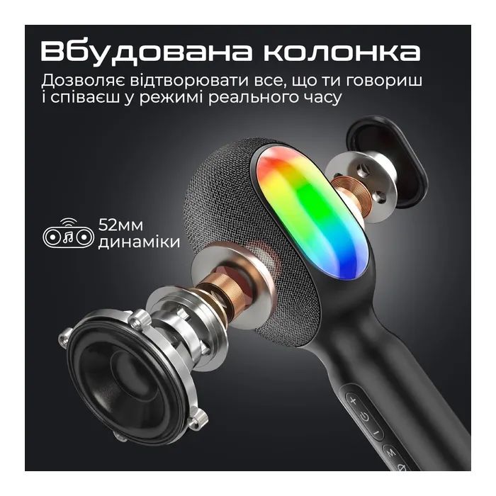Мікрофон Promate VocalMic Bluetooth 2 x AUX LED Black (vocalmic.black) зображення 2