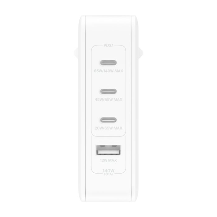 Зарядное устройство Belkin 140W 3хUSB-С GAN PD PPS USB-A White (WCH014BTWH) изображение 10