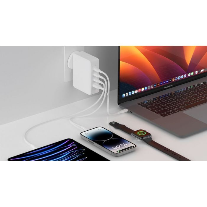 Зарядное устройство Belkin 140W 3хUSB-С GAN PD PPS USB-A White (WCH014BTWH) изображение 2