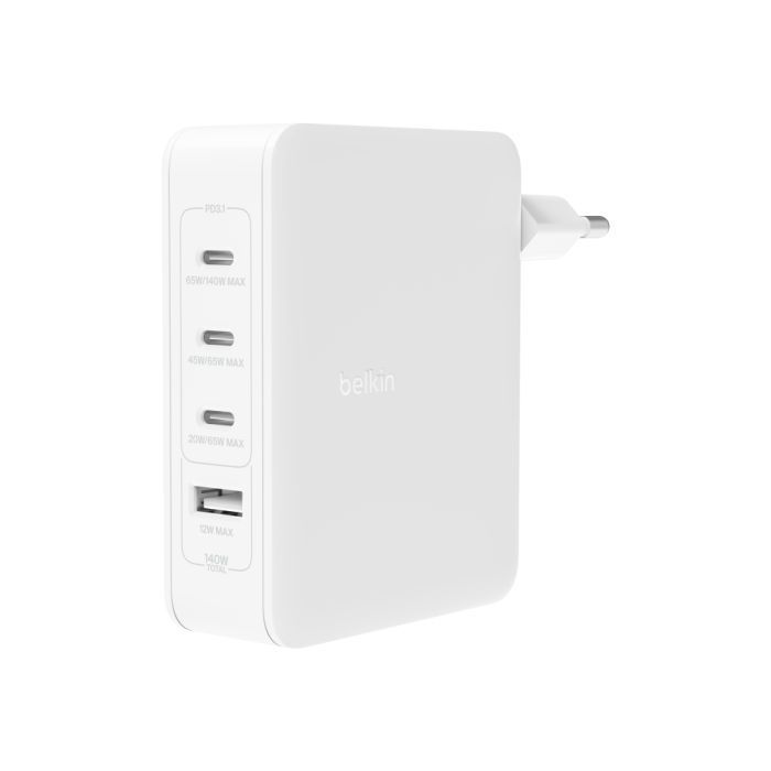 Зарядное устройство Belkin 140W 3хUSB-С GAN PD PPS USB-A White (WCH014BTWH) изображение 7
