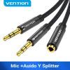 Кабель мультимедийный 3.5mm F to 2x3.5mm M (4pin) Vention (BBTBY) изображение 2