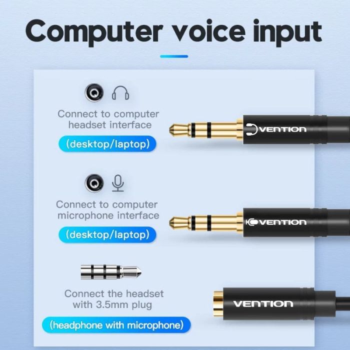 Кабель мультимедийный 3.5mm F to 2x3.5mm M (4pin) Vention (BBTBY) изображение 3