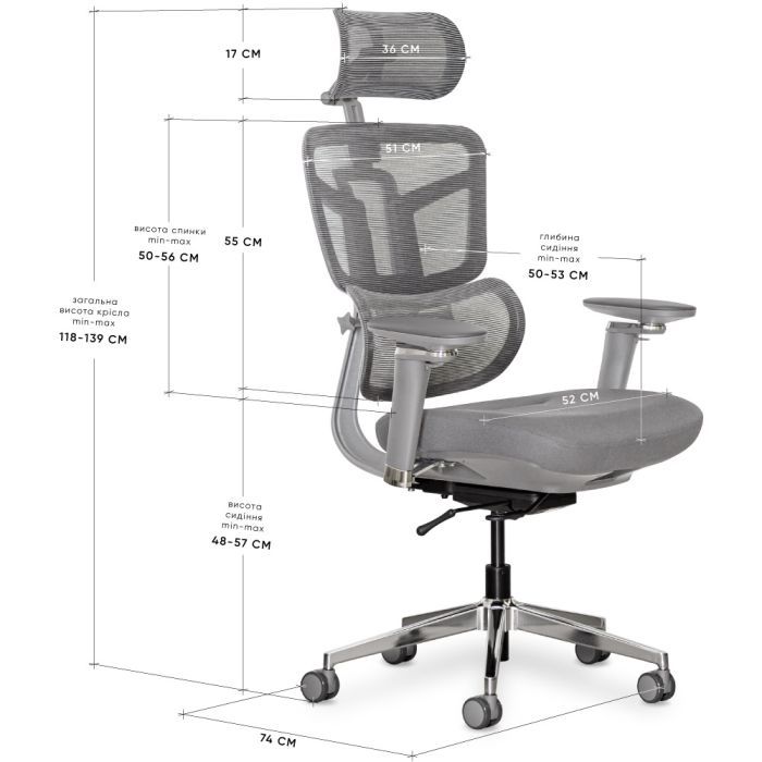 Офисное кресло Mealux S4 Air Fabric Grey (HF-S4 F/G) изображение 10