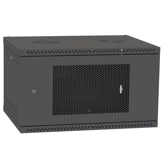 Шкаф настенный Ipcom 4U, 600*350, перфорация, RAL9005 (СН-4U-060х035-ДП-9005)