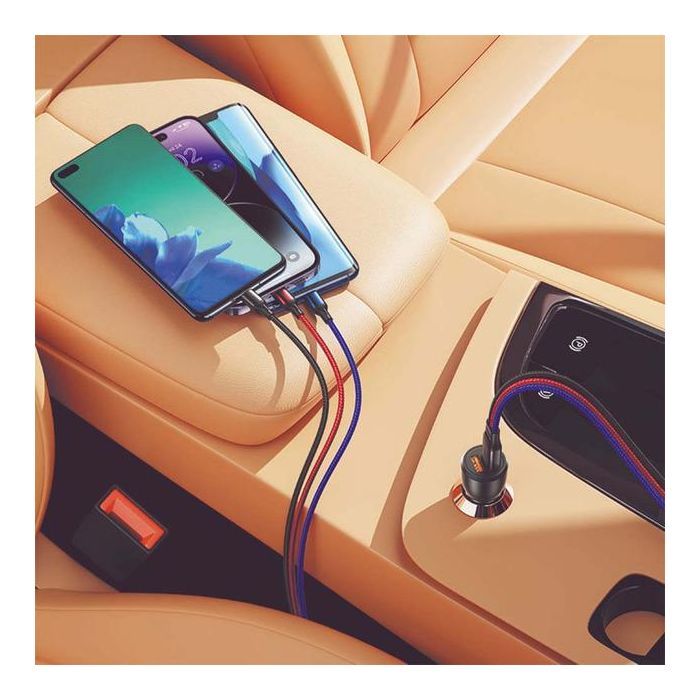 Зарядний пристрій XO CC55 QC3.0 18W (2USB/2.4A) + USB - Lightning + MicroUSB + Type-C Black (XO-CC55-BK) зображення 3