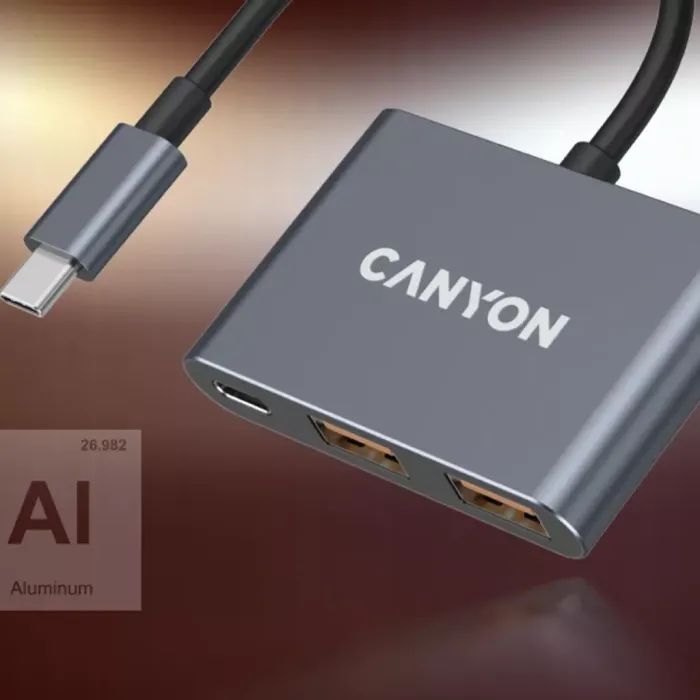 Концентратор Canyon hub DS-3 3in1 USB-C Dark Grey (CNS-TDS3) изображение 10