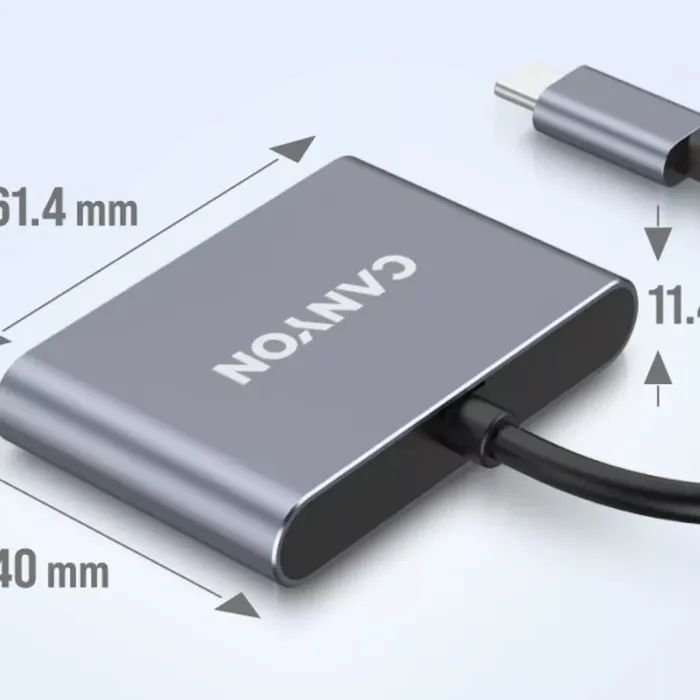 Концентратор Canyon hub DS-3 3in1 USB-C Dark Grey (CNS-TDS3) изображение 6