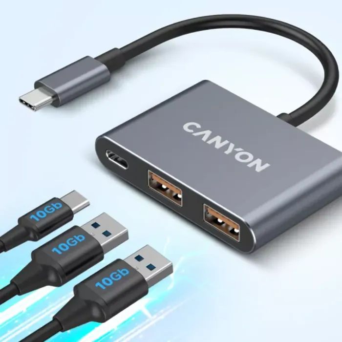 Концентратор Canyon hub DS-3 3in1 USB-C Dark Grey (CNS-TDS3) изображение 7