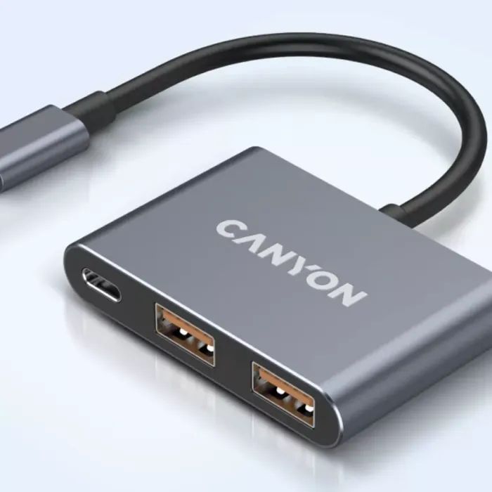 Концентратор Canyon hub DS-3 3in1 USB-C Dark Grey (CNS-TDS3) изображение 8