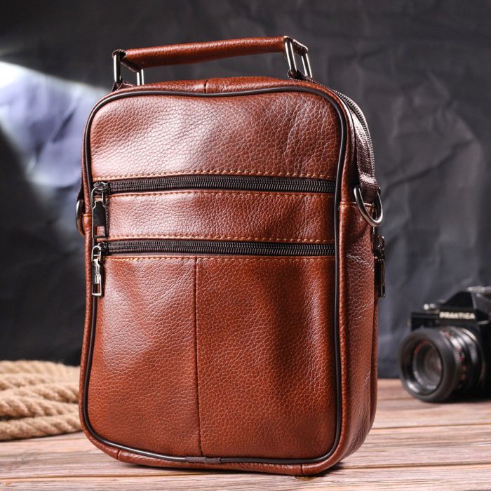 Сумка Vintage С ручкой кожаная Рыжая (21277) изображение 10