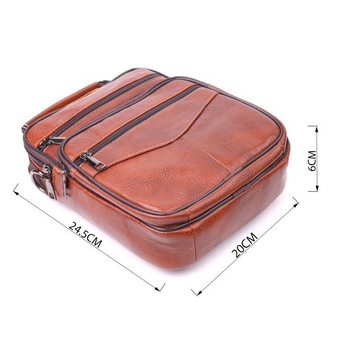 Сумка Vintage С ручкой кожаная Рыжая (21277) изображение 3