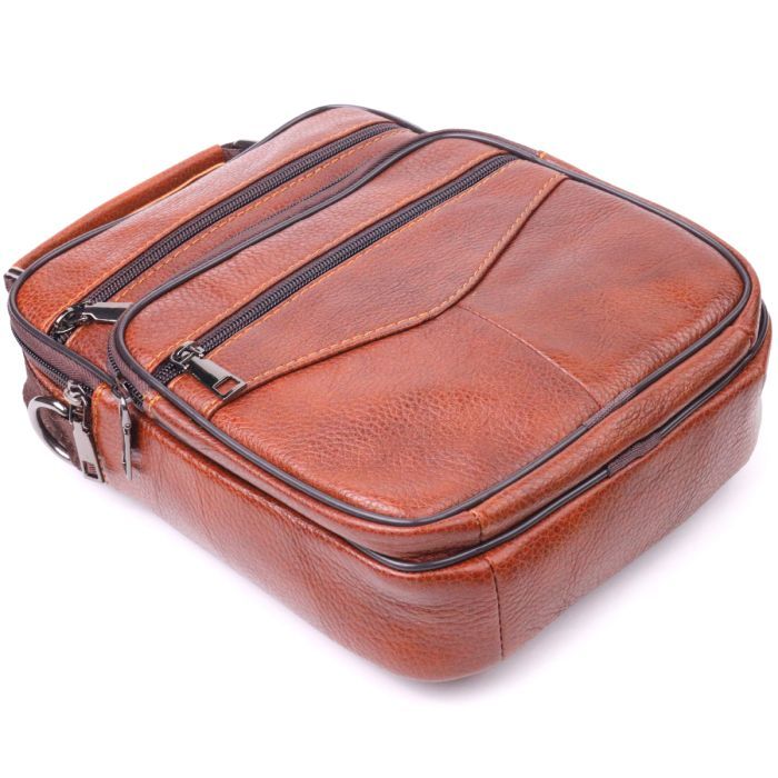 Сумка Vintage С ручкой кожаная Рыжая (21277) изображение 5