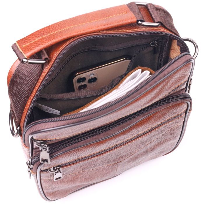 Сумка Vintage С ручкой кожаная Рыжая (21277) изображение 7