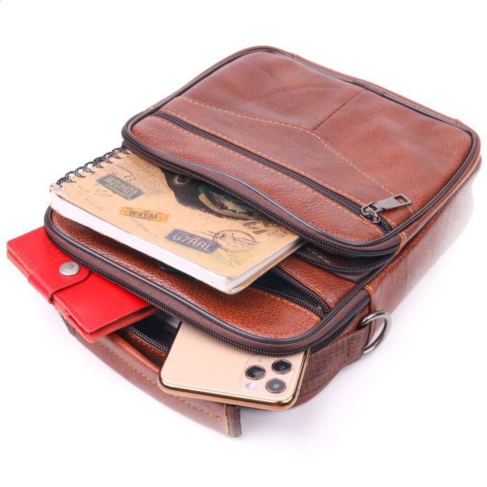 Сумка Vintage С ручкой кожаная Рыжая (21277) изображение 8