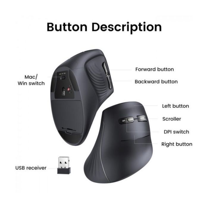 Мишка Ugreen MU008 Vertical Wireless Black (25444) зображення 5