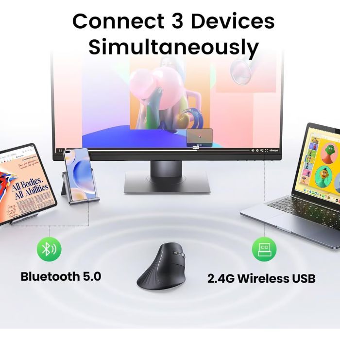 Мишка Ugreen MU008 Vertical Wireless Black (25444) зображення 9