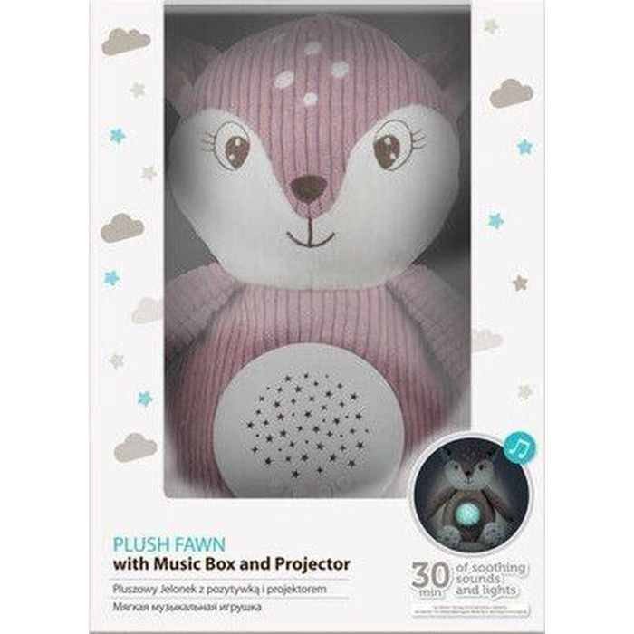 Мягкая игрушка Canpol плюшевая музыкальная с проектором Олененок - розовая (77/206_pin) изображение 5
