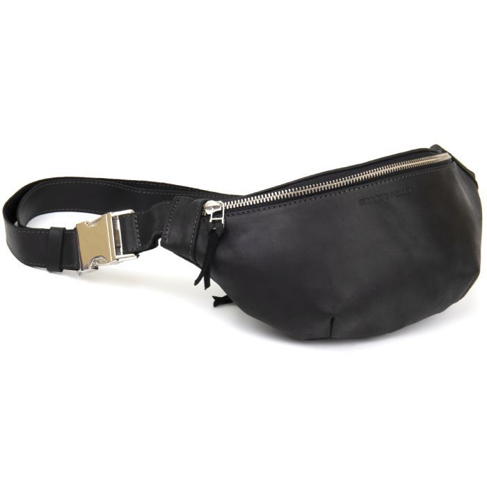 Сумка Grande Pelle Бананка унисекс винтажная Черная (11144) изображение 7