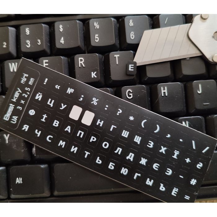 Наклейка на клавиатуру BestKey миниатюрная непрозрачная черная, 56, белый (BKm4WHI/045) изображение 2