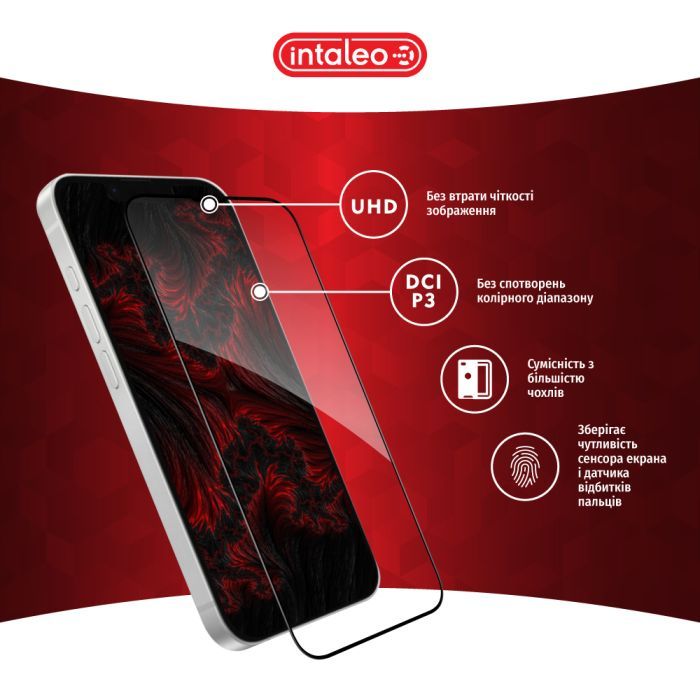 Стекло защитное Intaleo Full Glue Apple iPhone 16E Black (1283126614316) изображение 4