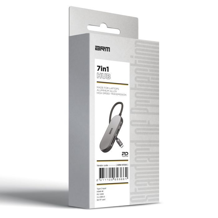 Концентратор Armorstandart USB-C to HDMI 4K, PD, 3USB, SD, microSD Grey (ARM69366) изображение 4