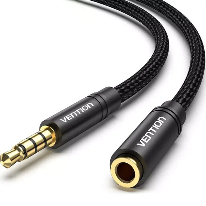 Кабель мультимедійний 3.5mm M to 3.5mm F 1.0m black Vention (BHBBF) зображення 2