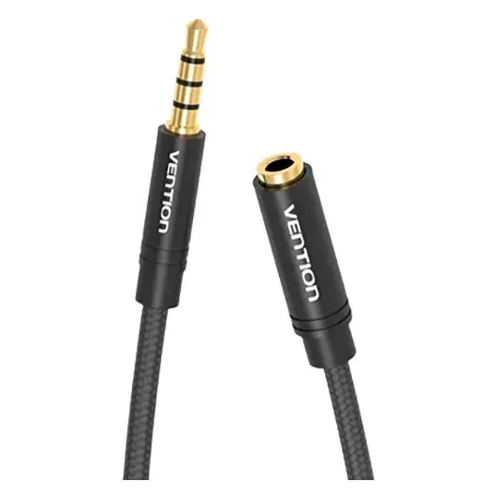 Кабель мультимедійний 3.5mm M to 3.5mm F 1.0m black Vention (BHBBF) зображення 4