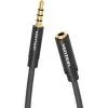 Кабель мультимедійний 3.5mm M to 3.5mm F 1.0m black Vention (BHBBF) зображення 4