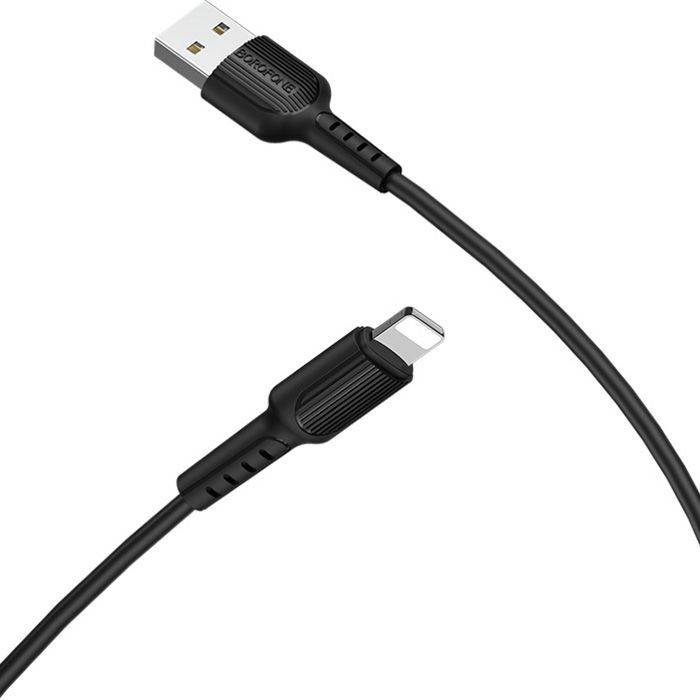 Дата кабель USB 2.0 AM to Lightning 1.0m 2A PVC BX16 black BOROFONE (6957531099512) изображение 2