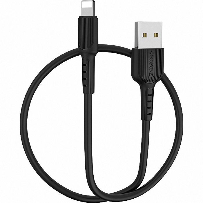 Дата кабель USB 2.0 AM to Lightning 1.0m 2A PVC BX16 black BOROFONE (6957531099512) изображение 3