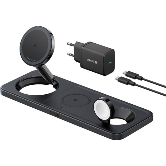 Зарядное устройство Anker MagGo Wireless Charging Station 15W 3-in-1 Pad Black (B25M1311) изображение 6