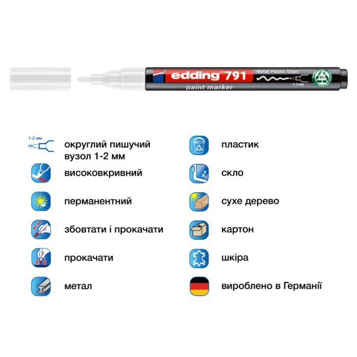 Маркер Edding Paint e-791 1-2 мм круглий помаранчевий (e-791/06n) зображення 2