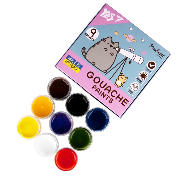 Гуашевые краски Yes Pusheen 16 кольорів по 20 мл (230403) изображение 4