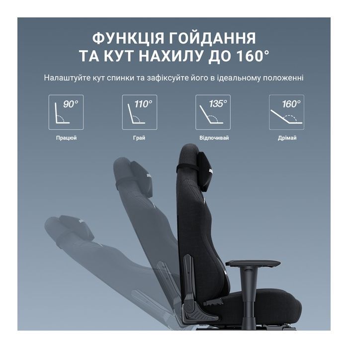 Крісло ігрове Anda Seat Luna Pro Fabric Size L Dark Gray (AD18T-44-GB-F) зображення 11