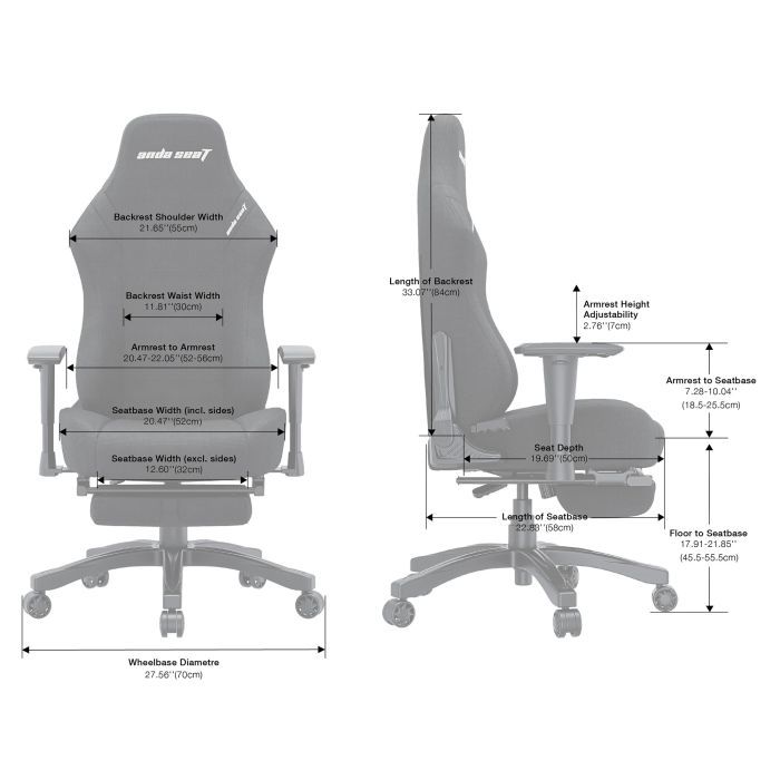 Крісло ігрове Anda Seat Luna Pro Fabric Size L Dark Gray (AD18T-44-GB-F) зображення 8