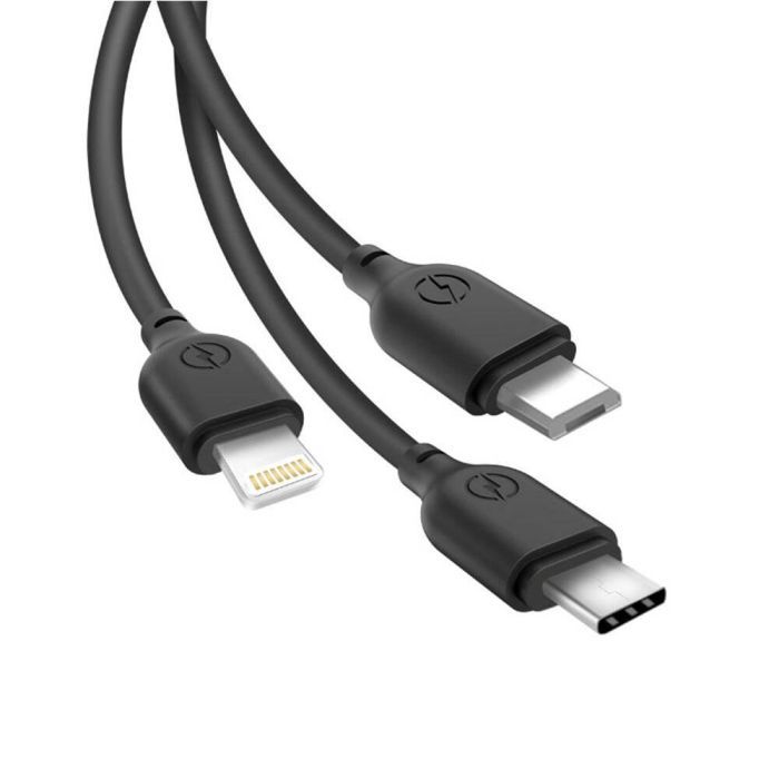Дата кабель USB 2.0 AM to Lightning + Micro 5P + USB-C 1.0m 2.1A black XO (NB103-3in1-1-BK) зображення 3