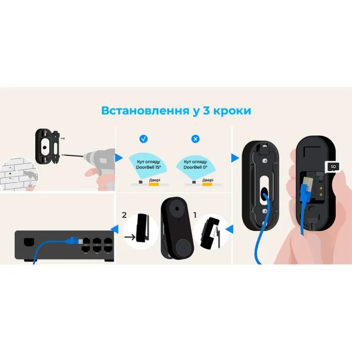 Дверний дзвінок Reolink Video Doorbell WiFi (D340W) зображення 10