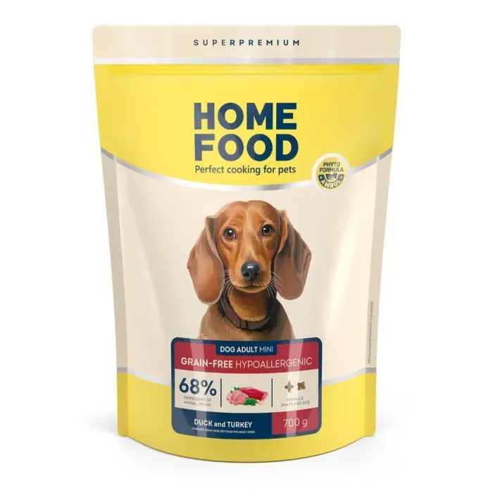 Сухий корм для собак Home Food ADULT MINI Grain-free hypoallergenic з качкою та індичкою 1.6 кг (4820235020934)
