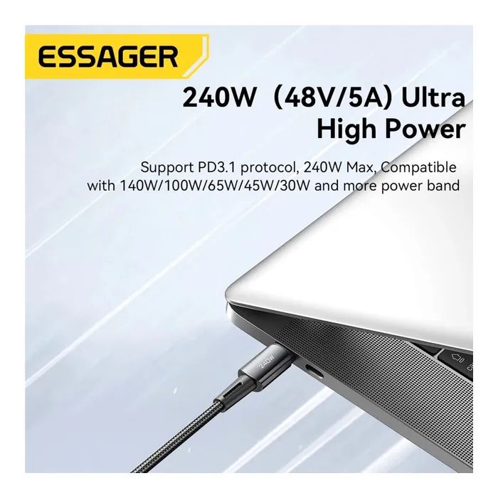 Дата кабель USB-C to USB-C 1.0m 240W Essager (EXCTT3-CG0G-P) изображение 8