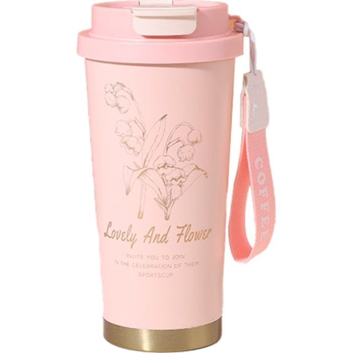 Термокружка Merlion TermCoffee 500 мл з трубочкою, рожева (TermCoffee-500Pink)