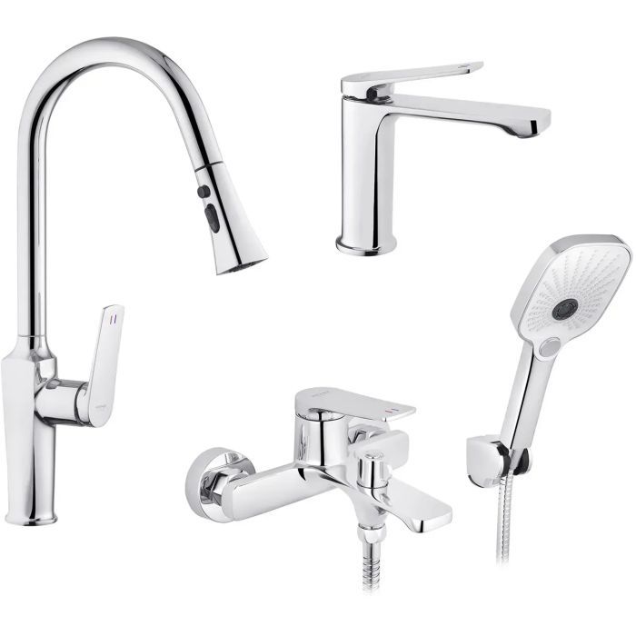 Душевой гарнитур Kroner Makon-C060 + змішувач Makon-C030-T+ змішувач Makon-C010 (CVS30155)