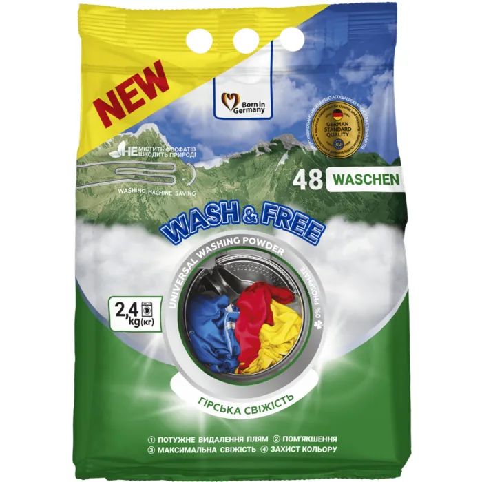 Стиральный порошок Wash&Free Universal Горная свежесть 2.4 кг (4262396143204)