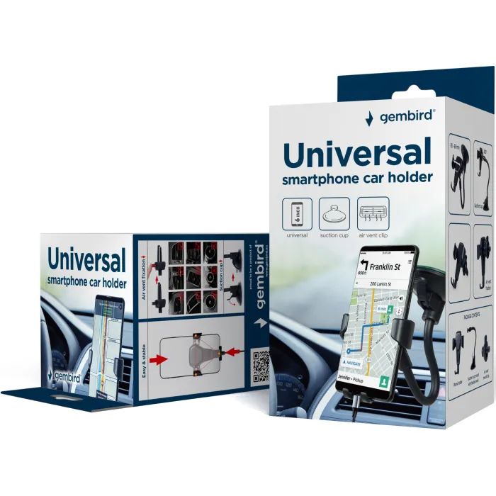 Универсальный автодержатель Gembird 65-85 мм, крепление на стекло или дефлектор (TA-CHWAV-01) изображение 7