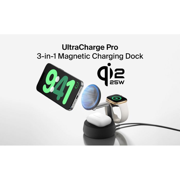 Зарядное устройство Belkin UltraCharge Pro Wireless 3-in-1 25W sand (WIZ040KQSD) изображение 7