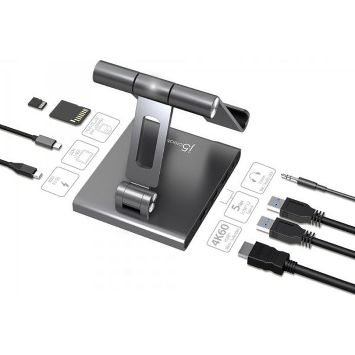 Порт-реплікатор J5create Dock-Station Ipad USB-C 8-in-1 (HDMI/PD/картридер/USB-A/USB-C/Audio) (JTS224-N) зображення 4